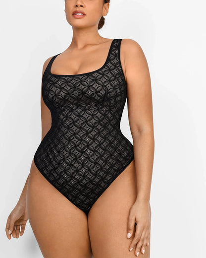 Lace Glamour Geometric Sculpting Bodysuit
